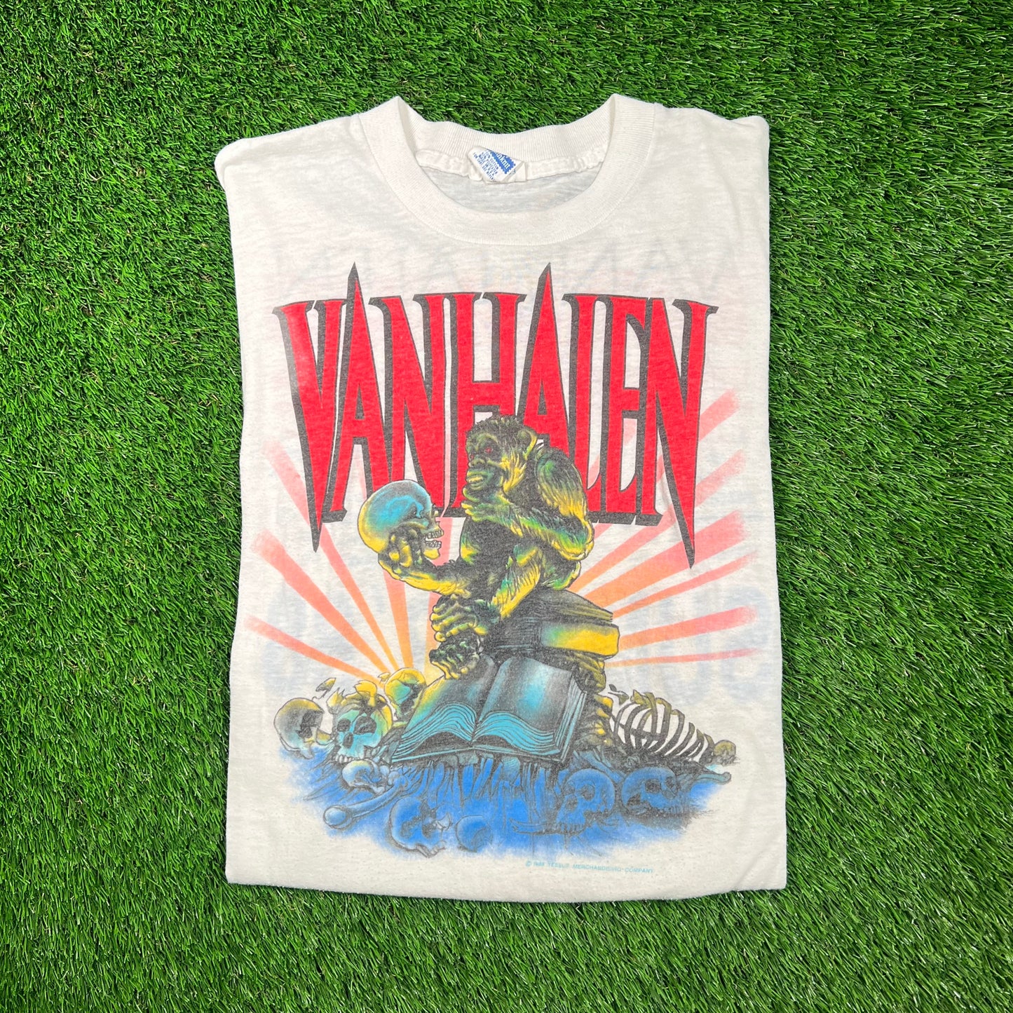 1988 Van Halen Monsters of Rock Tour White Tee Size XL USED v18662