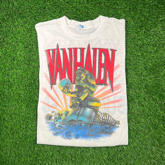 1988 Van Halen Monsters of Rock Tour White Tee Size XL USED v18662