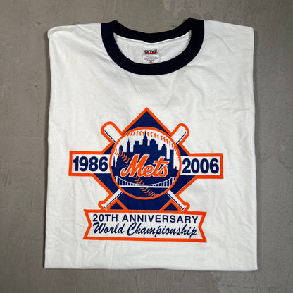 2006 Mets 20th Anniversary White Tee Size XL USED v19558