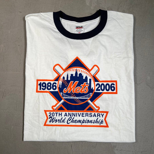 2006 Mets 20th Anniversary White Tee Size XL USED v19558