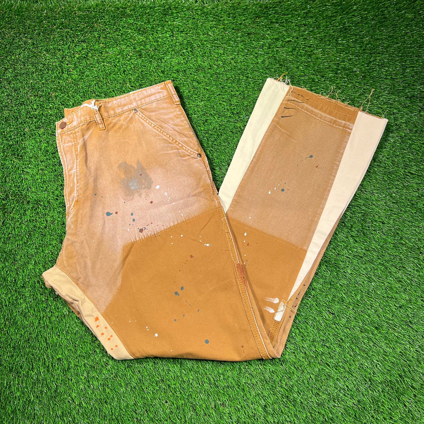 MNML Brown Paint Splatter Flared Denim Size 40 NEW x16699