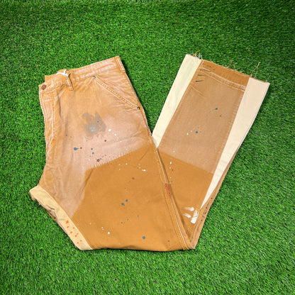 MNML Brown Paint Splatter Flared Denim Size 40 NEW x16699