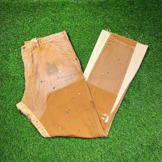 MNML Brown Paint Splatter Flared Denim Size 40 NEW x16699