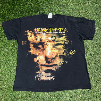 Y2K Dreamtheater Double Sided Black Tee Size Large USED v16101