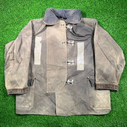 1980s Workwear Fireman Distressed Jacket Size Large USED v18693