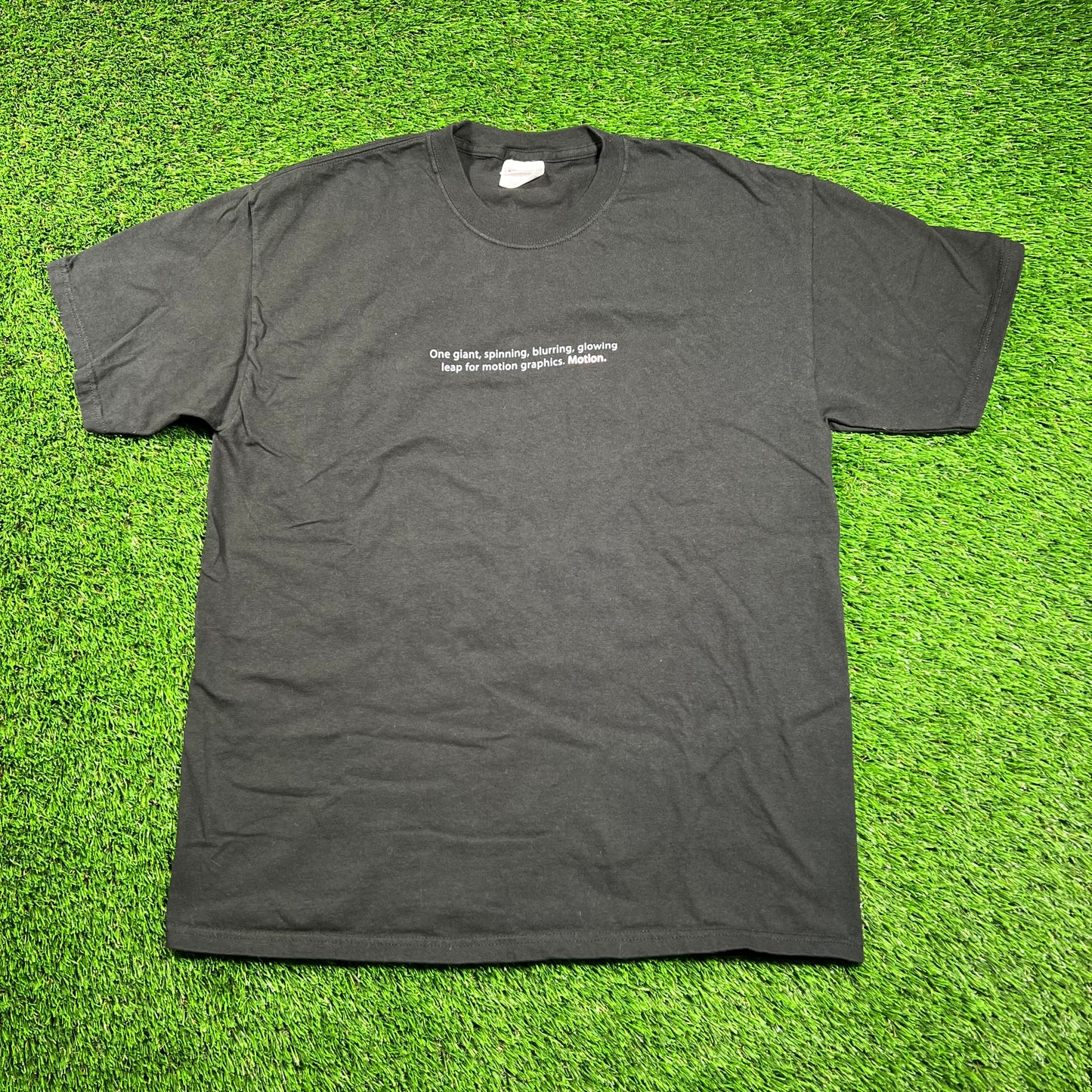 Y2K Apple Motion Graphics Black Promo Tee Size Large USED v18328