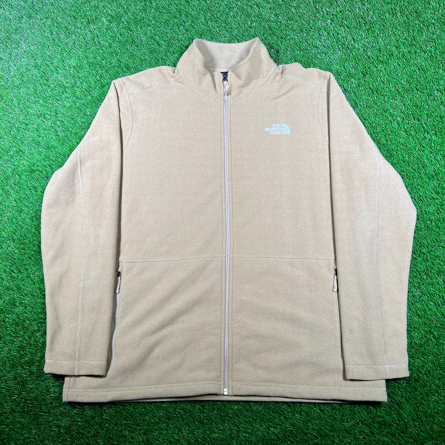 North Face Tan Fleece Zip Up Longsleeve Size XL USED v17791