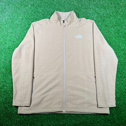 North Face Tan Fleece Zip Up Longsleeve Size XL USED v17791