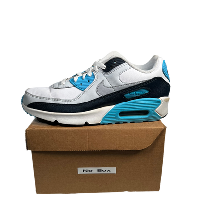 Nike Air Max 90 White Baltic Blue Armory Navy Wolf Grey (2024) Size 6.5y USED s17696