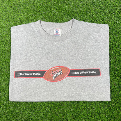 Y2K Coors Light Grey Silver Bullet Tee Size XL USED v17275