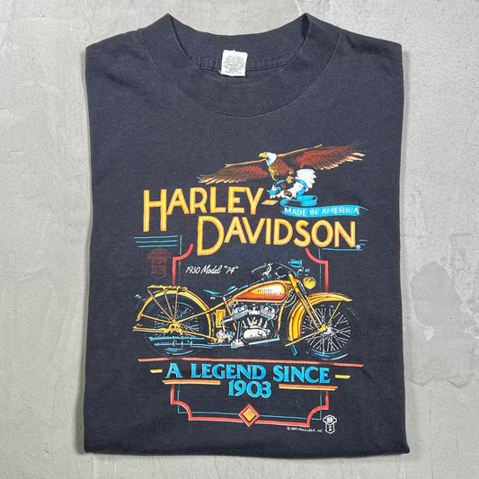 1987 Harley Davidson A Legend Milwaukee Plant Tour Black Tee Size Large USED v20227