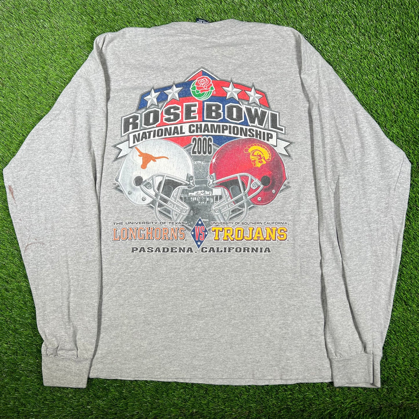 2006 Texas vs. USC Rose Bowl Grey Longsleeve Size XL USED v16999