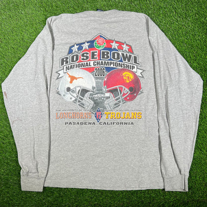 2006 Texas vs. USC Rose Bowl Grey Longsleeve Size XL USED v16999