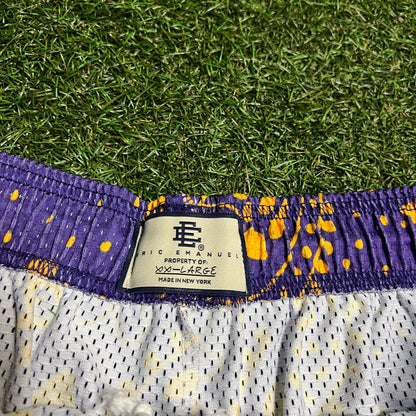 Eric Emanuel Yellow Logo Purple Pasily Shorts Size XXL USED x13730