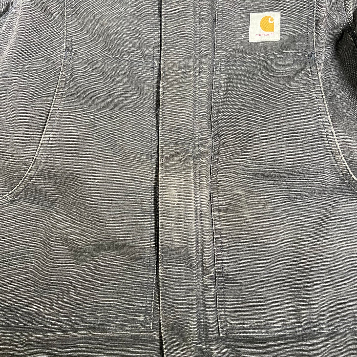 1990s Carhartt Arctic Work Wear Diamond System NYC District Washed Black Jacket Size XL USED v18209