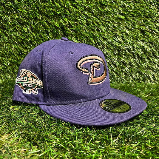 World Series New Era Arizona Diamondbacks '01 Patch Purple Hat Size 7 5/8 USED v16158