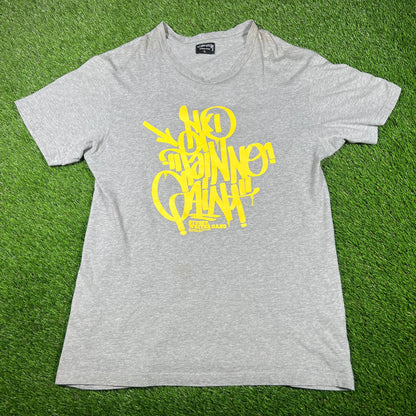 1990s Stussy Writer Gang Grey Tee Size Large USED x14765