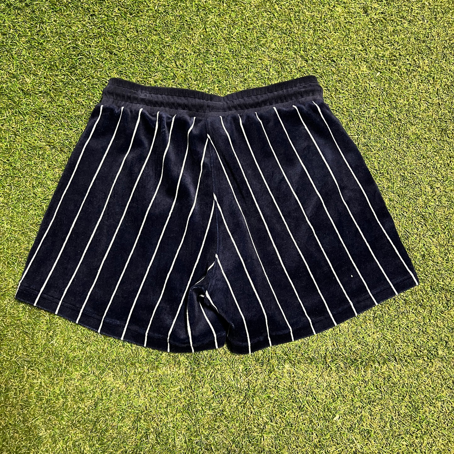FIla Velour Navy Striped Shorts Size Small USED v16246