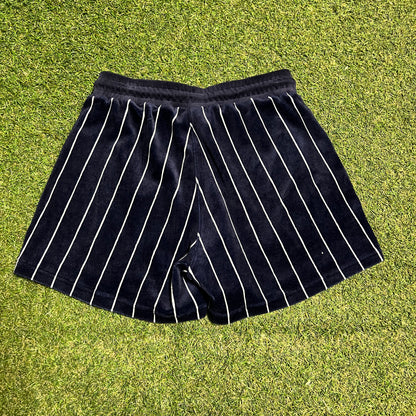 FIla Velour Navy Striped Shorts Size Small USED v16246