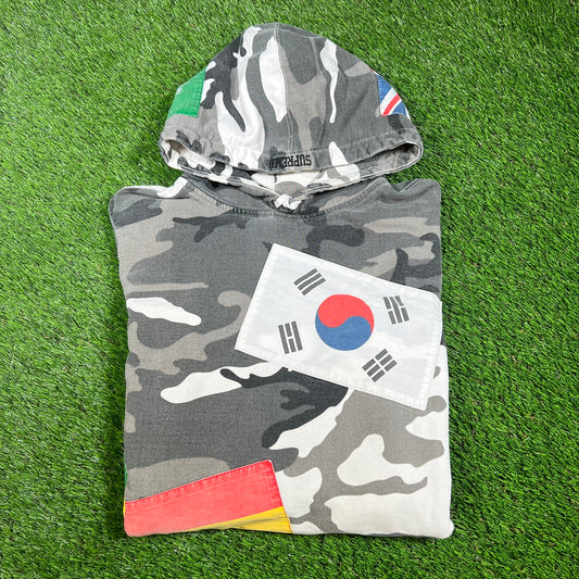 Supreme International Flags Patchwork Camo Hoodie Size Medium USED x14262