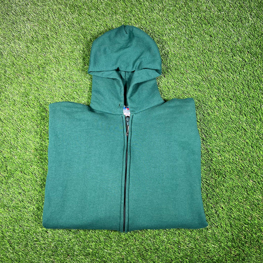 1990s Russell Athletic Green Zip Up Hoodie Size XXL NEW v17561