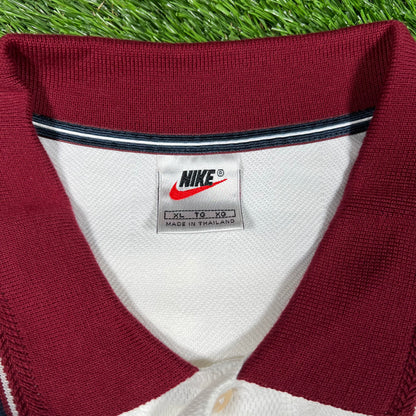 1990s Nike Challange Court White Polo Tee Size XL USED v17094