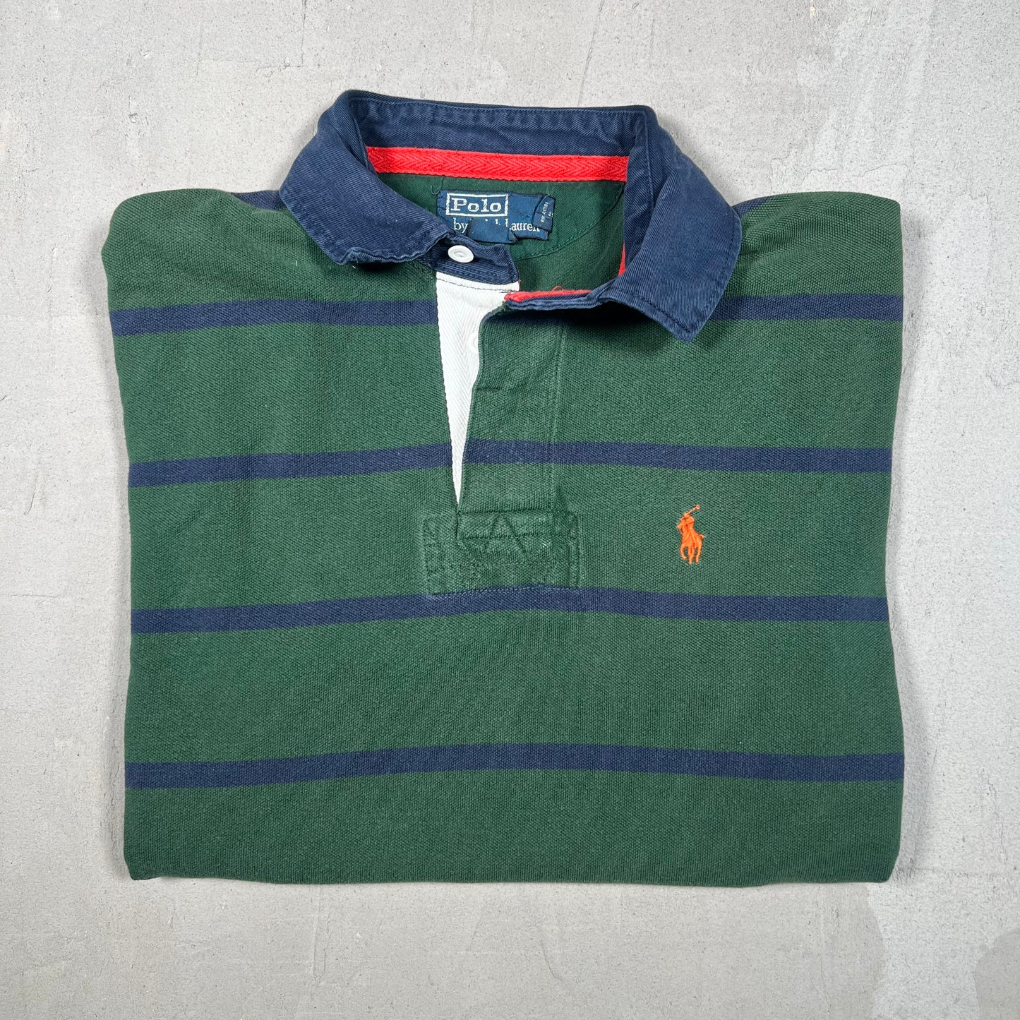 Y2K Polo Ralph Lauren Green/Blue Polo Tee Size Medium USED v19297