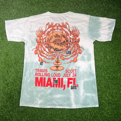 Travis Scott Rolling Loud Have You Ever Been Lost Tie Dye Green Tee Size Medium USED x14560
