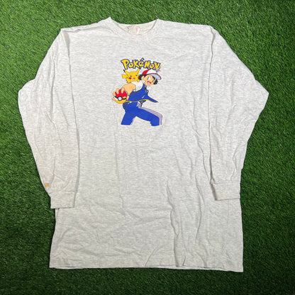 Y2K Pokemon Ash Grey Longsleeve Size Small USED v17938