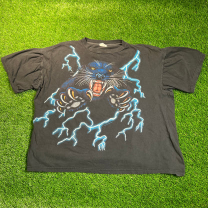 1990s American Thunder Panther Black Tee Size XL USED v18858