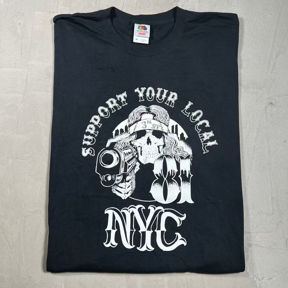 Y2K New York City Support Your Local 81 Black Tee Size XXL USED v20138