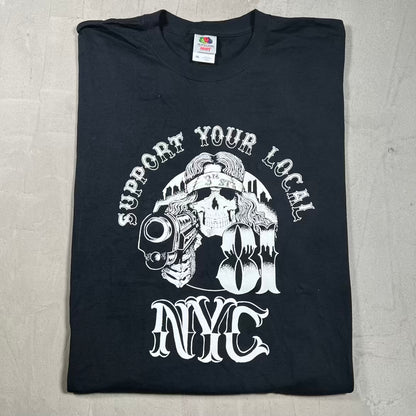 Y2K New York City Support Your Local 81 Black Tee Size XXL USED v20138