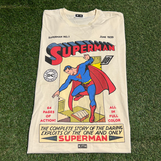 Kith x Superman "No. 1" Cream Tee Size Medium USED x14115