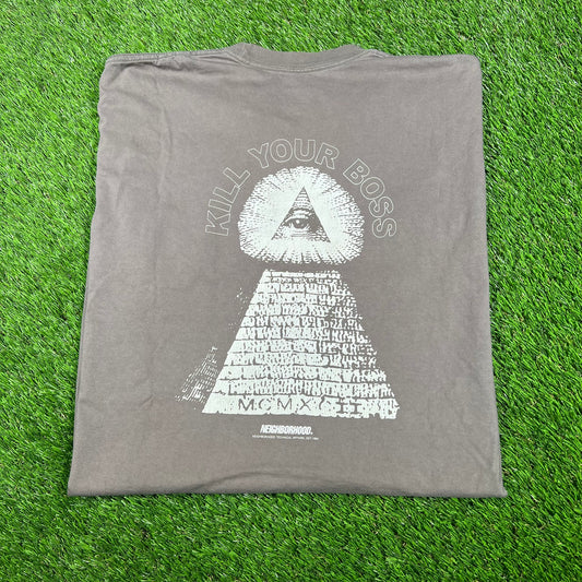 Neighborhood Kill Your Boss Grey Tee Size XL USED x14698