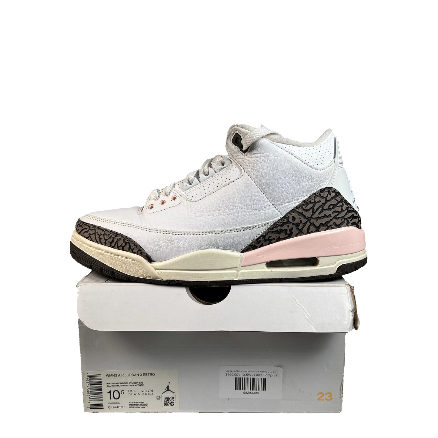 Jordan 3 Neapolitan Dark Mocha (2022) Size 9m/10.5w USED s22165