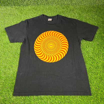 Supreme Spitfire Spinning Logo Black Tee Size Medium USED x14403
