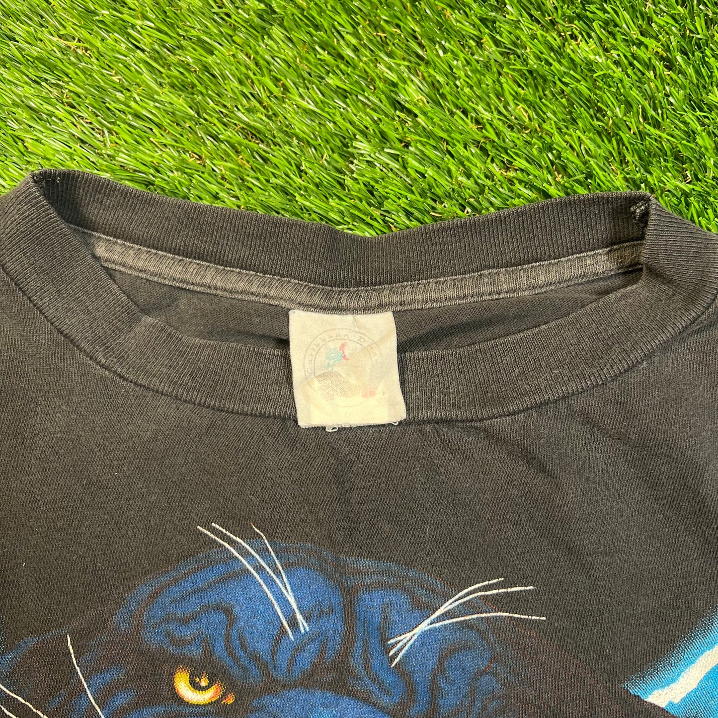 1990s American Thunder Panther Black Tee Size XL USED v18858