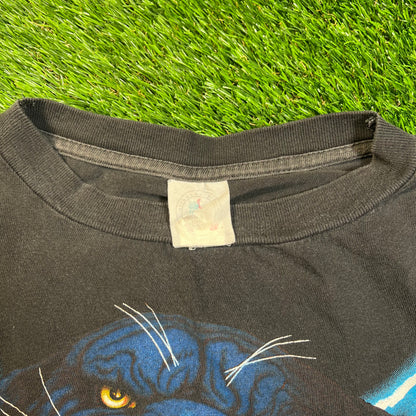 1990s American Thunder Panther Black Tee Size XL USED v18858