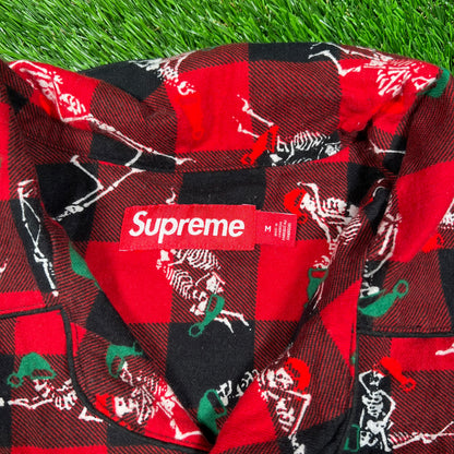 Supreme Hanes Red Holiday Pajama Shirt (2025) Size Medium USED x16733