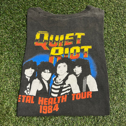 1984 Quiet Riot Metal Health Tour Black Tee Size Small USED v16397