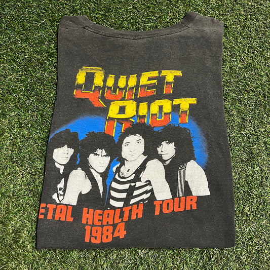 1984 Quiet Riot Metal Health Tour Black Tee Size Small USED v16397