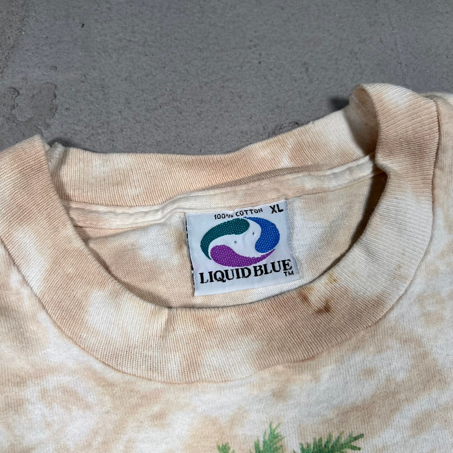 1990s Liquid Blue Rainforest AOP Size XL USED v19513