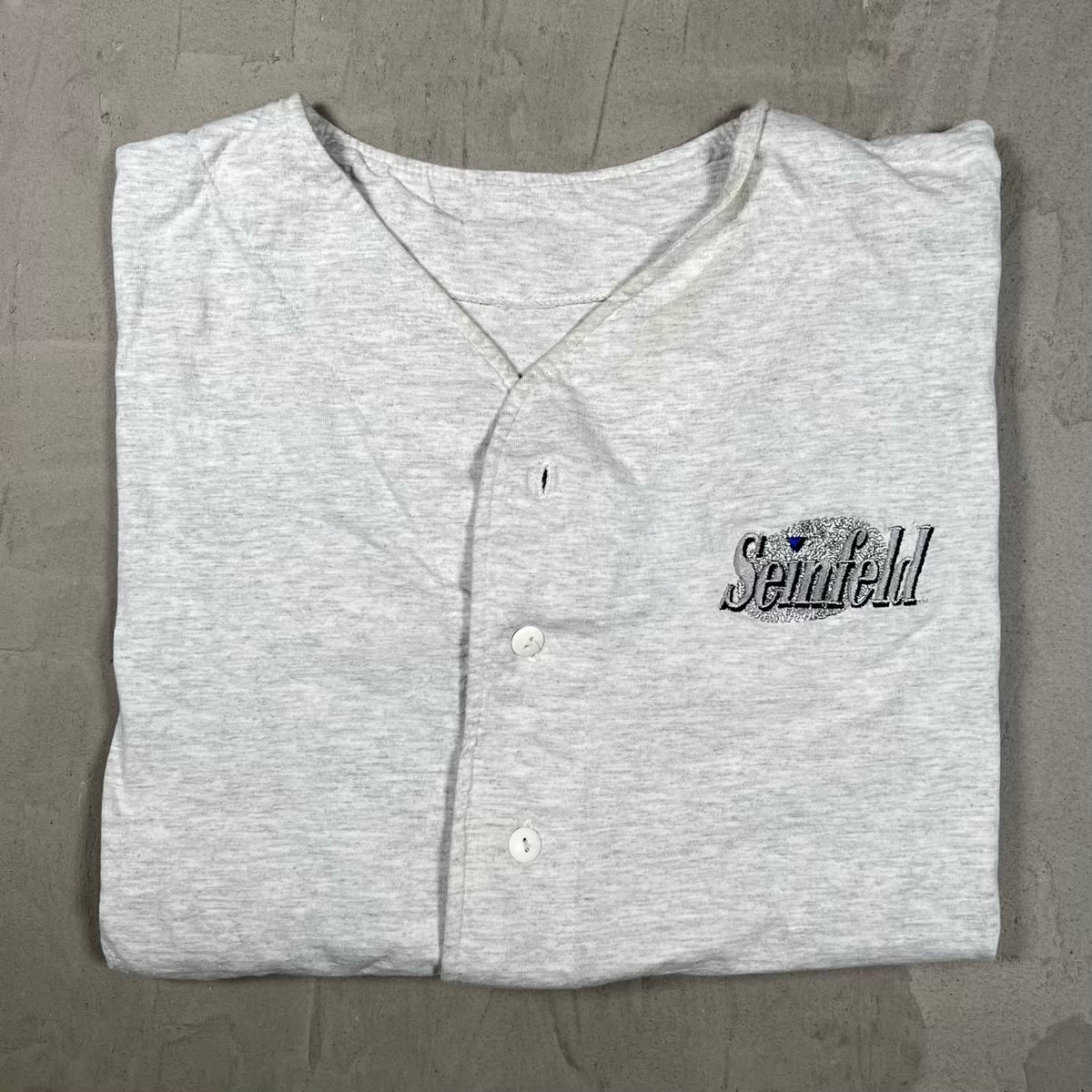 1990s Seinfeld Baseball Tee Grey Size Large USED v20380