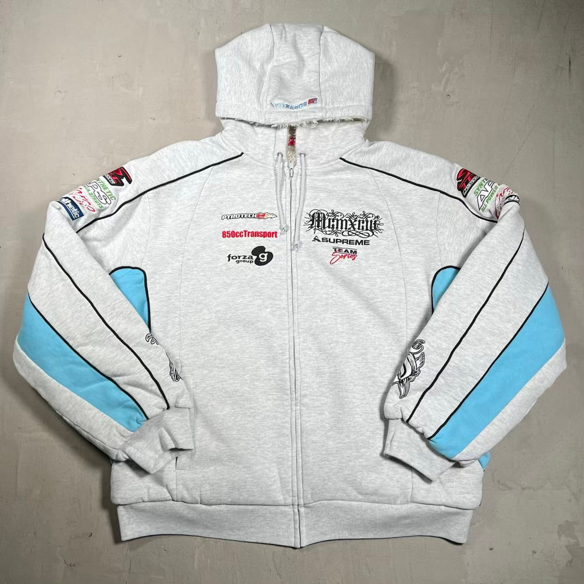Supreme Racing Lined Zip Up Hoodie Grey (2026) Size Large NEW x18409
