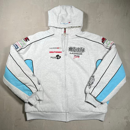 Supreme Racing Lined Zip Up Hoodie Grey (2026) Size Large NEW x18409