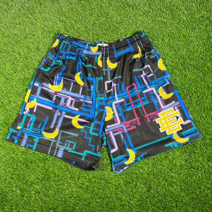 Eric Emanuel Bus Seating Pattern Black Shorts Size Large USED x14750
