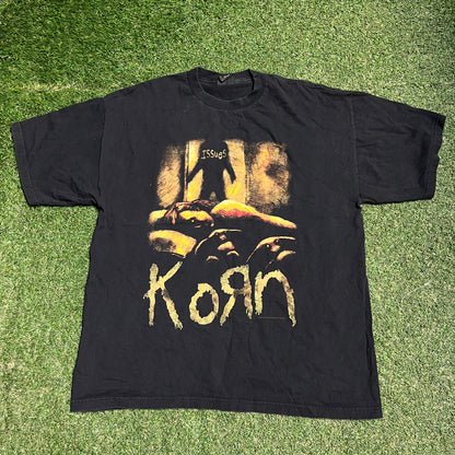 1999 Korn "Issues" Shadow Graphic Black Tee Size Large USED v16349