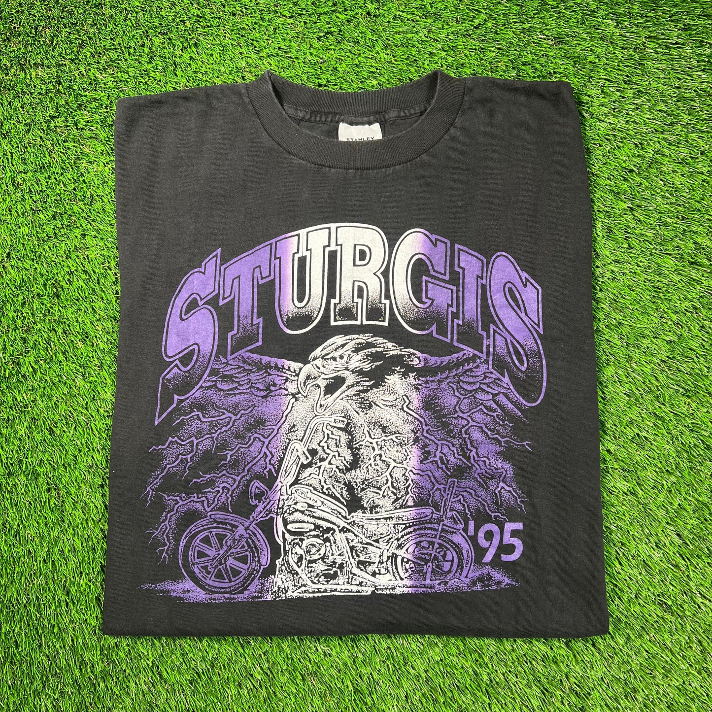 1995 Stugis Black Motorcyce Rally Tee Size Large USED v18612