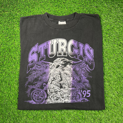 1995 Stugis Black Motorcyce Rally Tee Size Large USED v18612