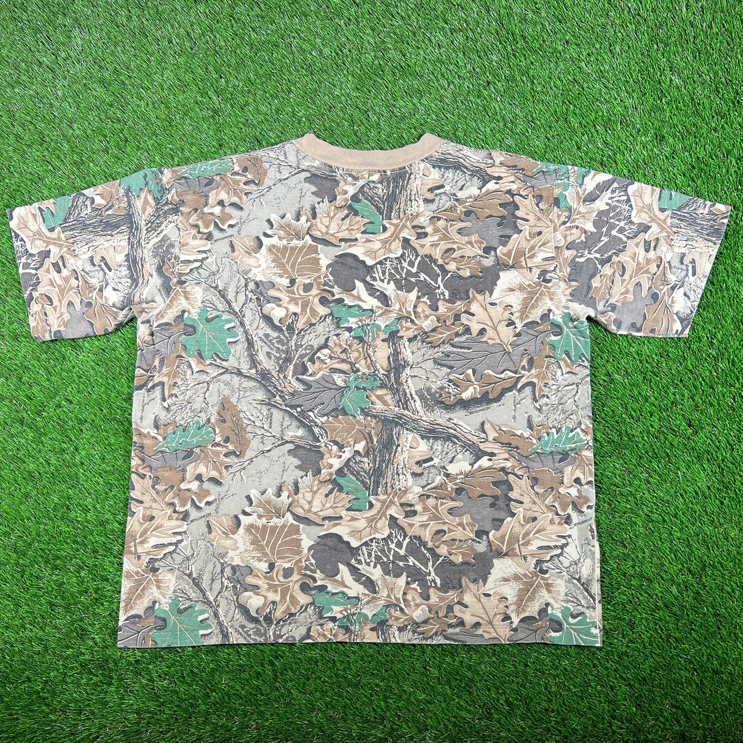 1990s Real Tree Camo Ringer Tee Size Large USED v17883